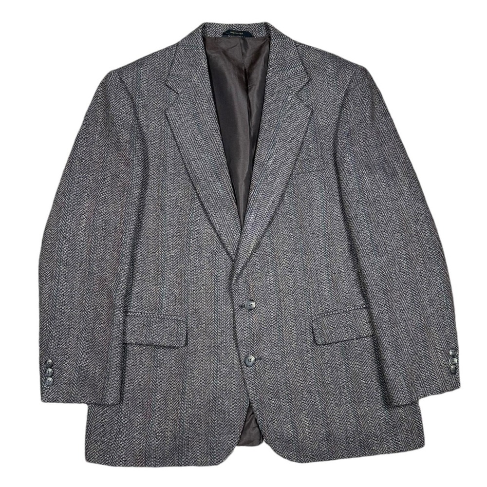 Haggar Mens 44R Blazer Sport Coat Herringbone Tweed Two‎ Button Jacket